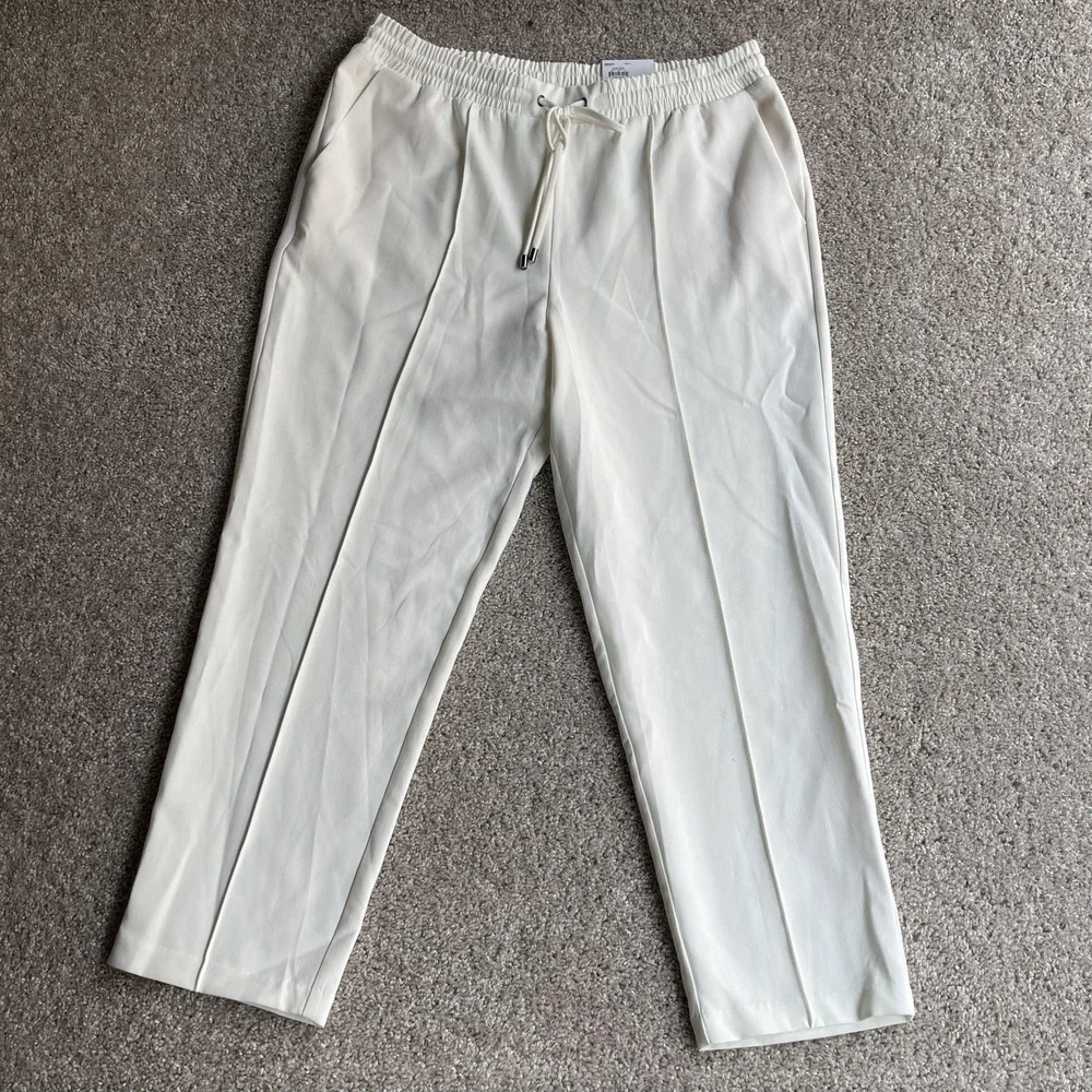 Nine West Jogger Pants Womens XL White Tapered Leg Comfort Waist Spring Casual